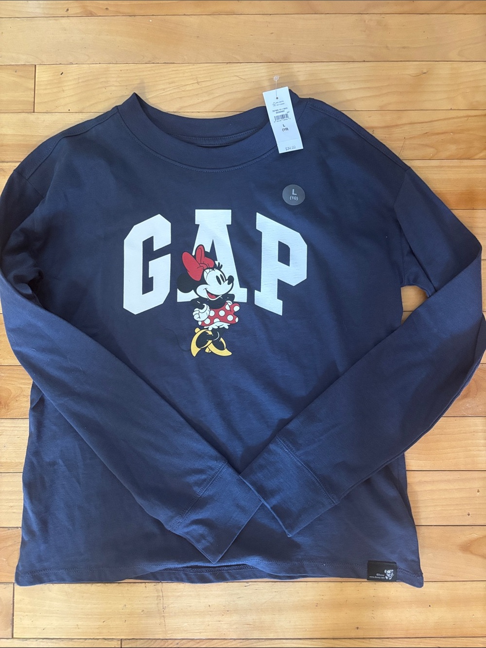 GAP Navy Long-Sleeve Tee with Minnie Mouse Graphic